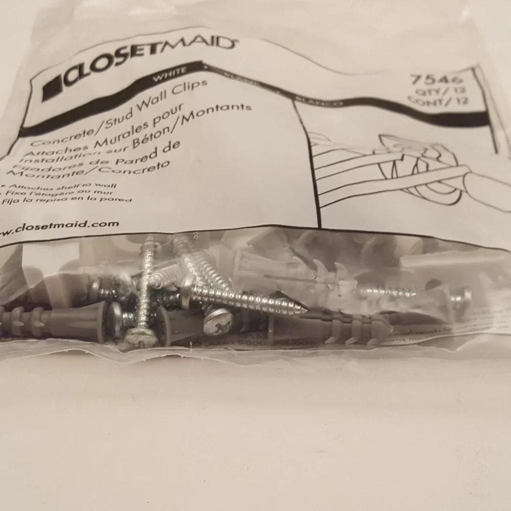 CLOSETMAID Concrete Wall Clips | Package of 12 | 7546 | 01-10074-00 | NEW